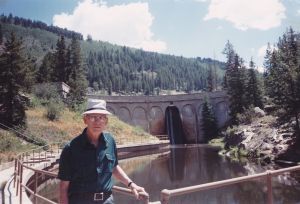 Don Bess at the Chapman Dam he helped build, circa 1980s?
